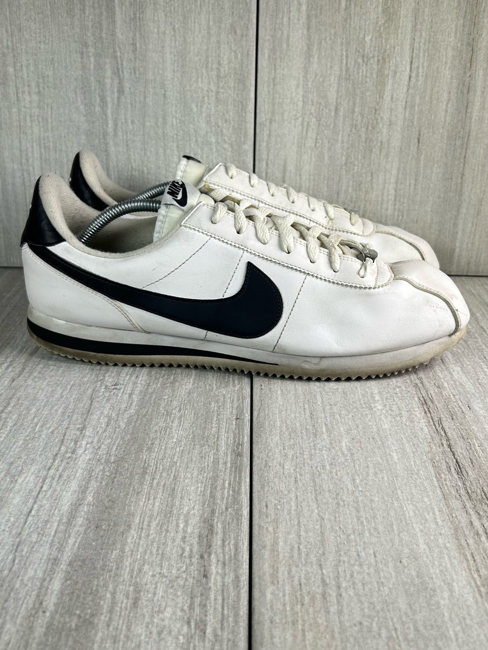 Nike Cortez Basic White Black Leather Sneaker  Shoes 819719-100 Mens Size 13
